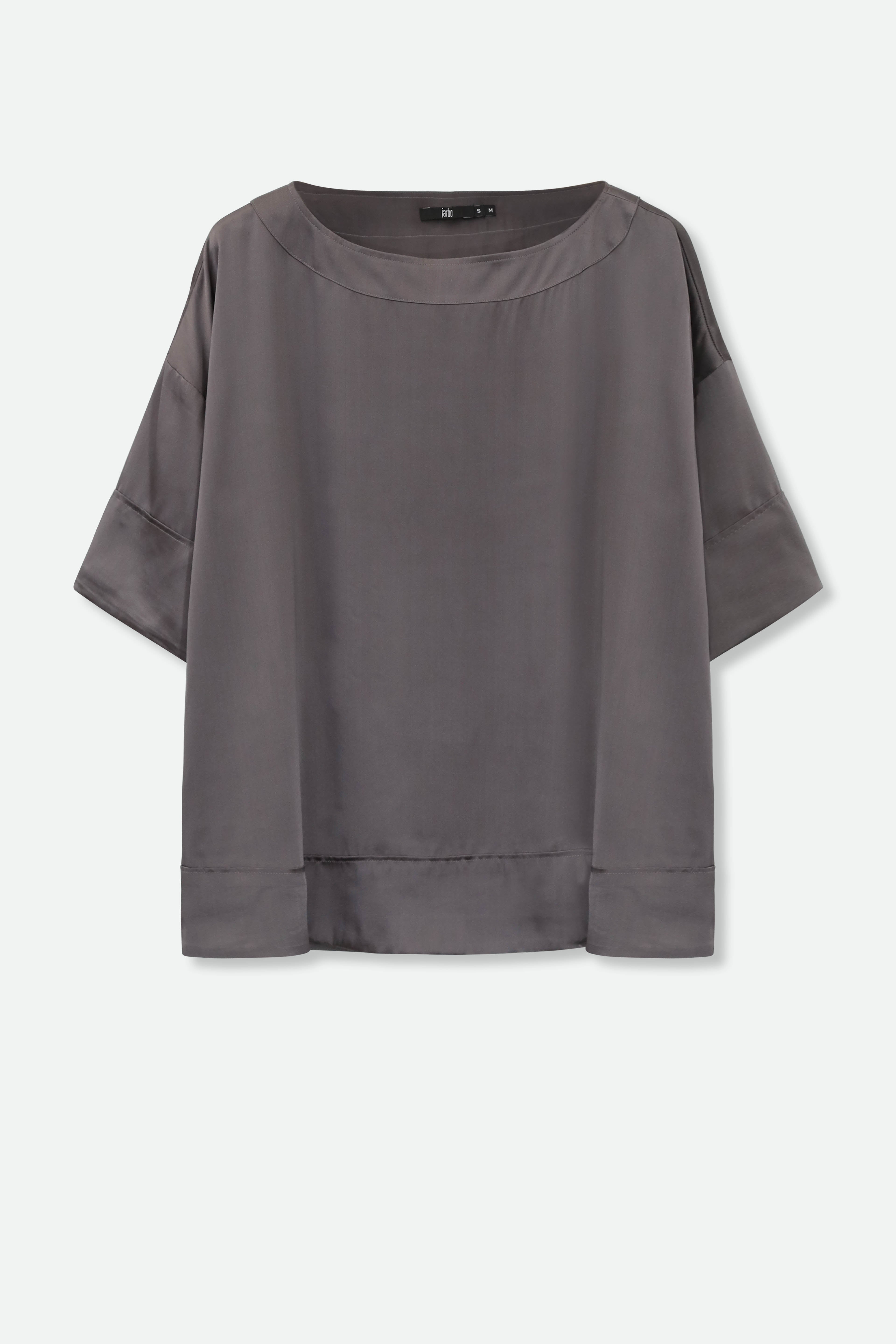 SHELLA SHORT SLEEVE BLOUSE IN SILK CHARMEUSE - Jarbo