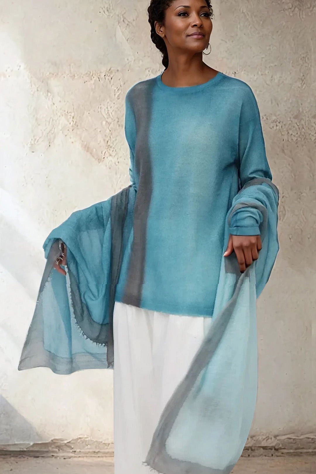 SHILOH CREW IN HAND - DYED CASHMERE TURQUOISE SQUARES - Jarbo