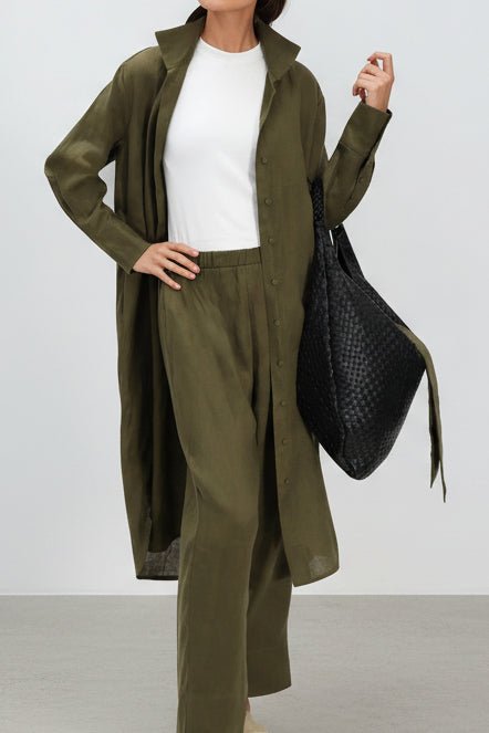 SHIRTDRESS DUSTER IN PREMIUM ITALIAN LINEN - Jarbo