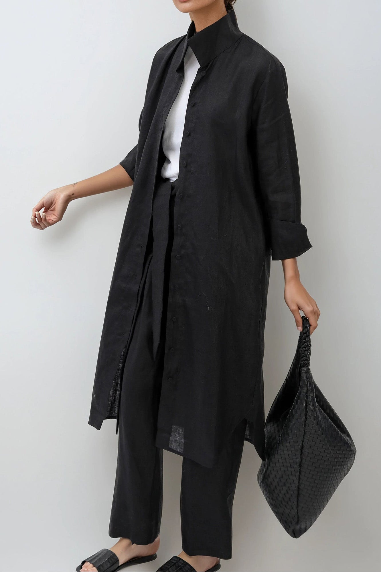 SHIRTDRESS DUSTER IN PREMIUM ITALIAN LINEN - Jarbo