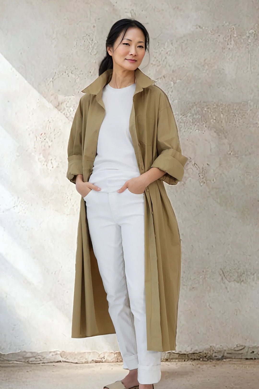 SIDE - CINCH SHIRTDRESS IN ITALIAN COTTON STRETCH - Jarbo