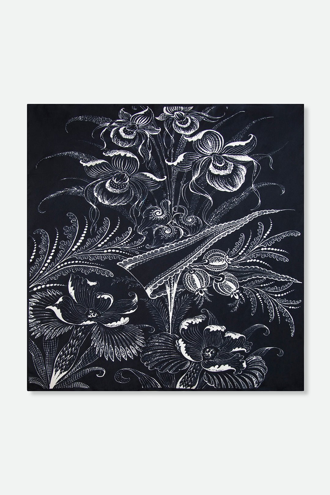 SILK TWILL SQUARE SCARF IN PAISLEY BLUE MARINE - Jarbo
