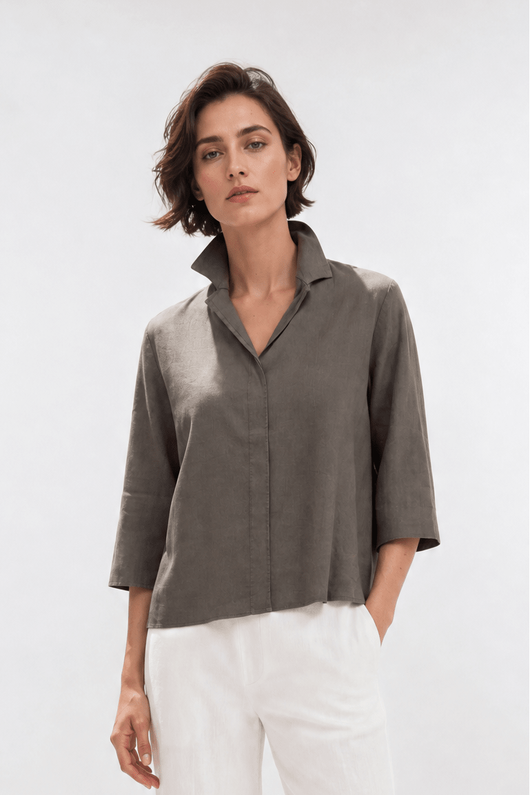 SORELLA SHIRT IN ITALIAN LINEN STRETCH - Jarbo