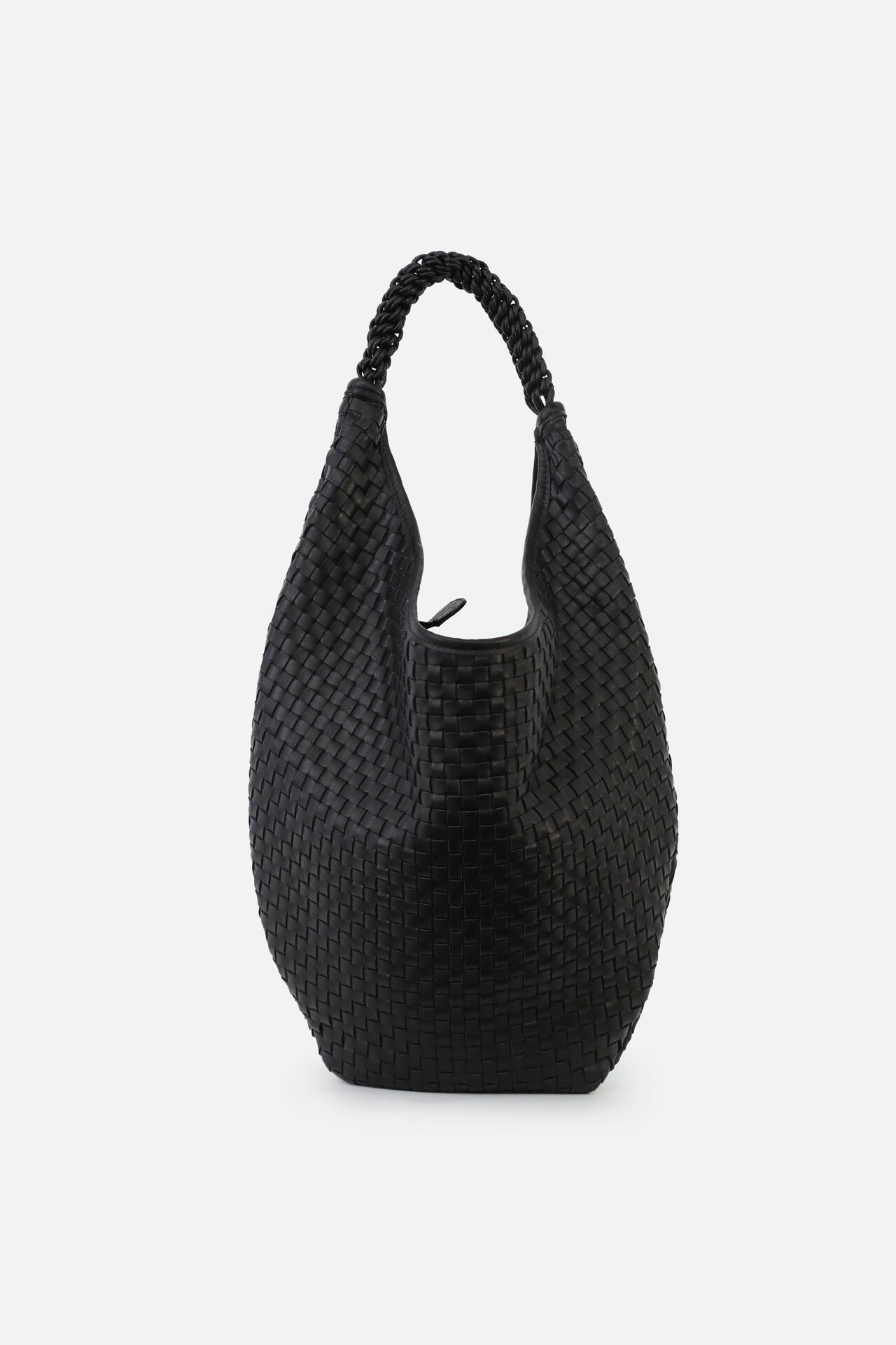 SORRENTO WOVEN ITALIAN LEATHER BAG BLACK - Jarbo