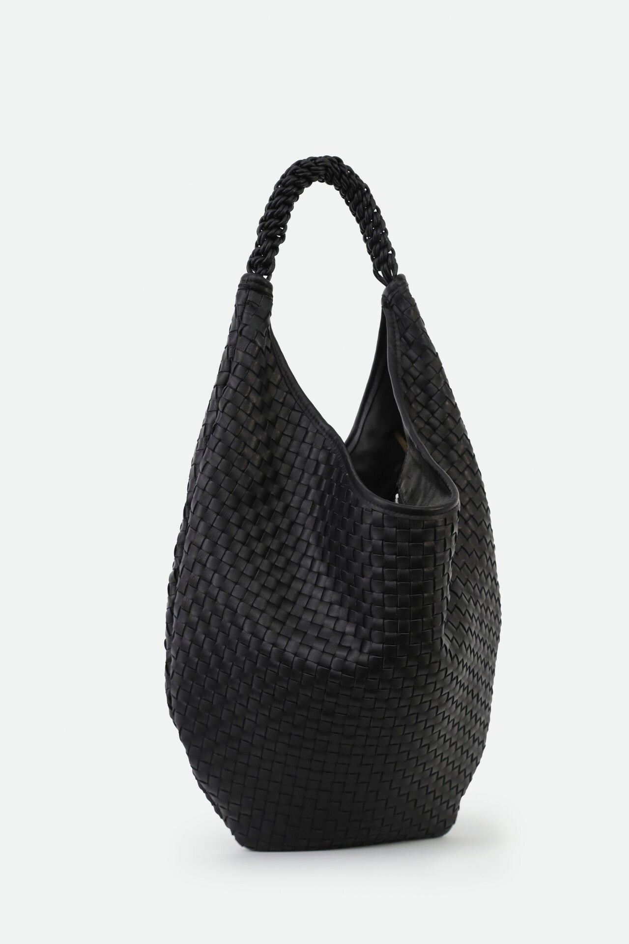 SORRENTO WOVEN ITALIAN LEATHER BAG BLACK - Jarbo