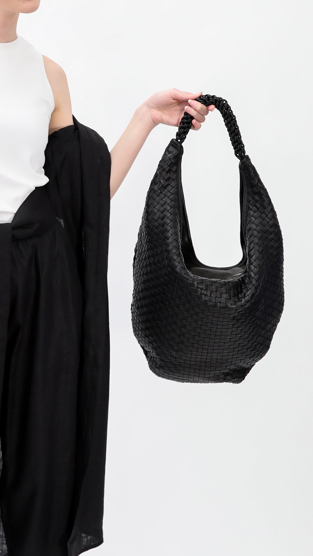 SORRENTO WOVEN ITALIAN LEATHER BAG BLACK - Jarbo