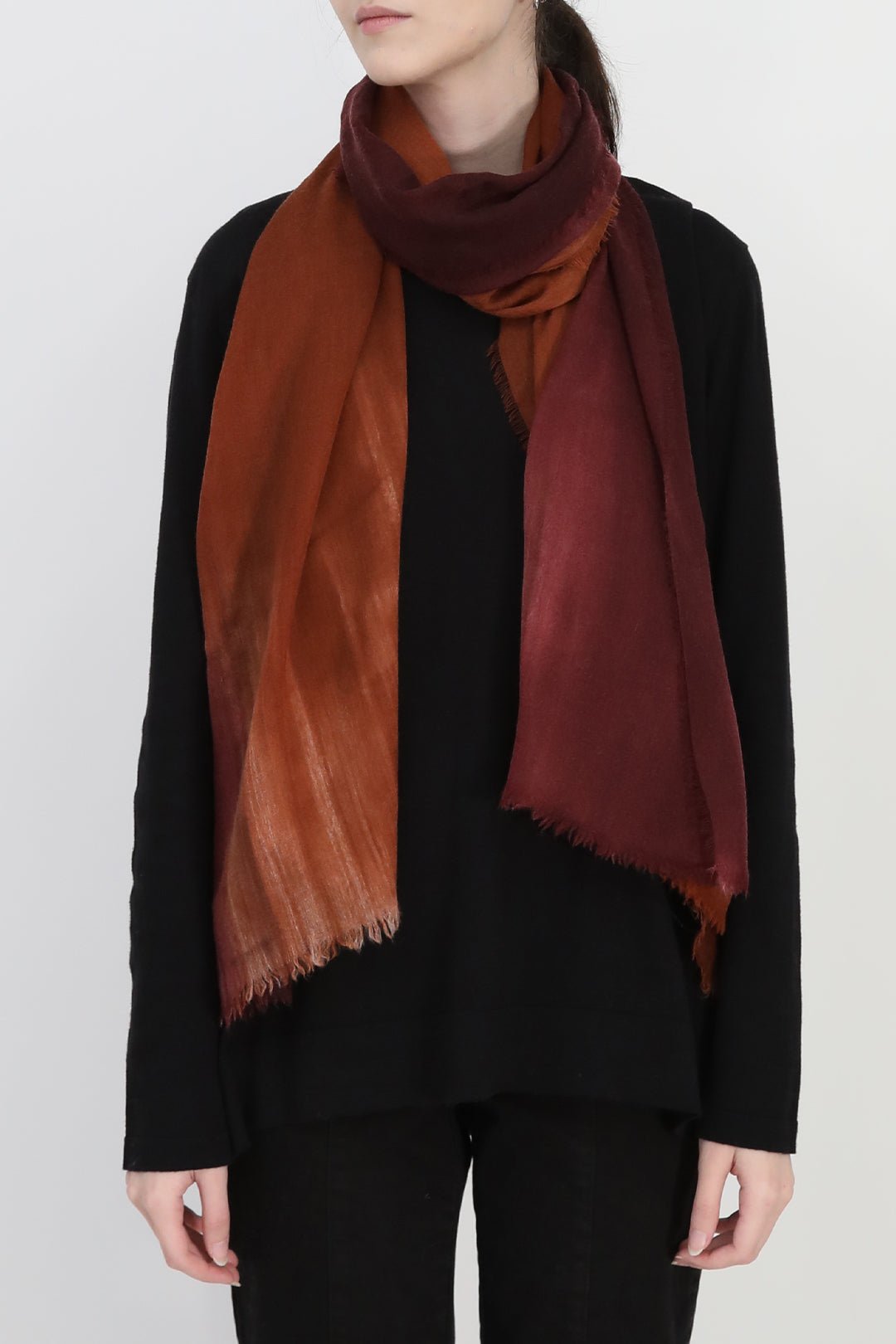 SPICED BORDEAUX ITALIAN CASHMERE SCARF - Jarbo