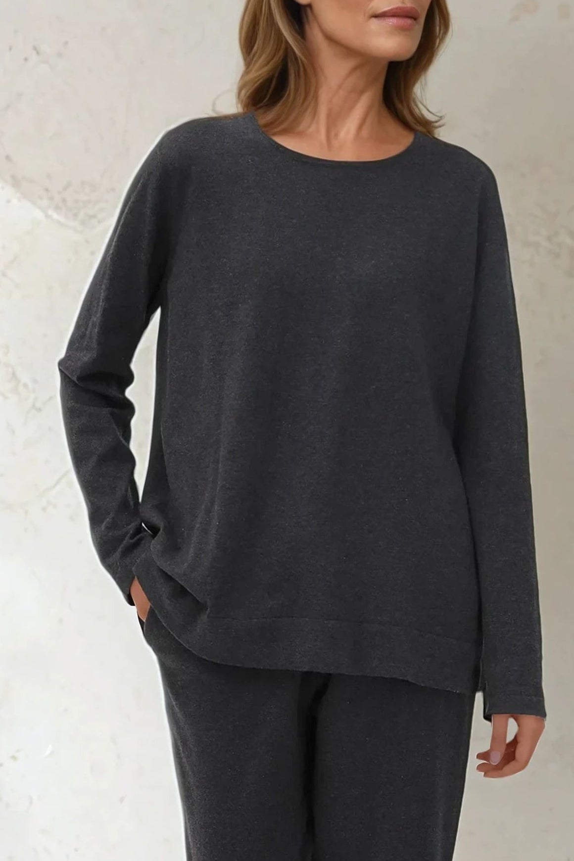 STEVIE LONG SLEEVE CREW IN KNIT PIMA COTTON - Jarbo