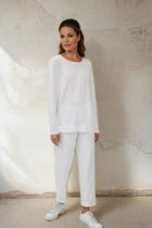 PAIGE PANT IN DOUBLE KNIT HEATHERED PIMA STRETCH