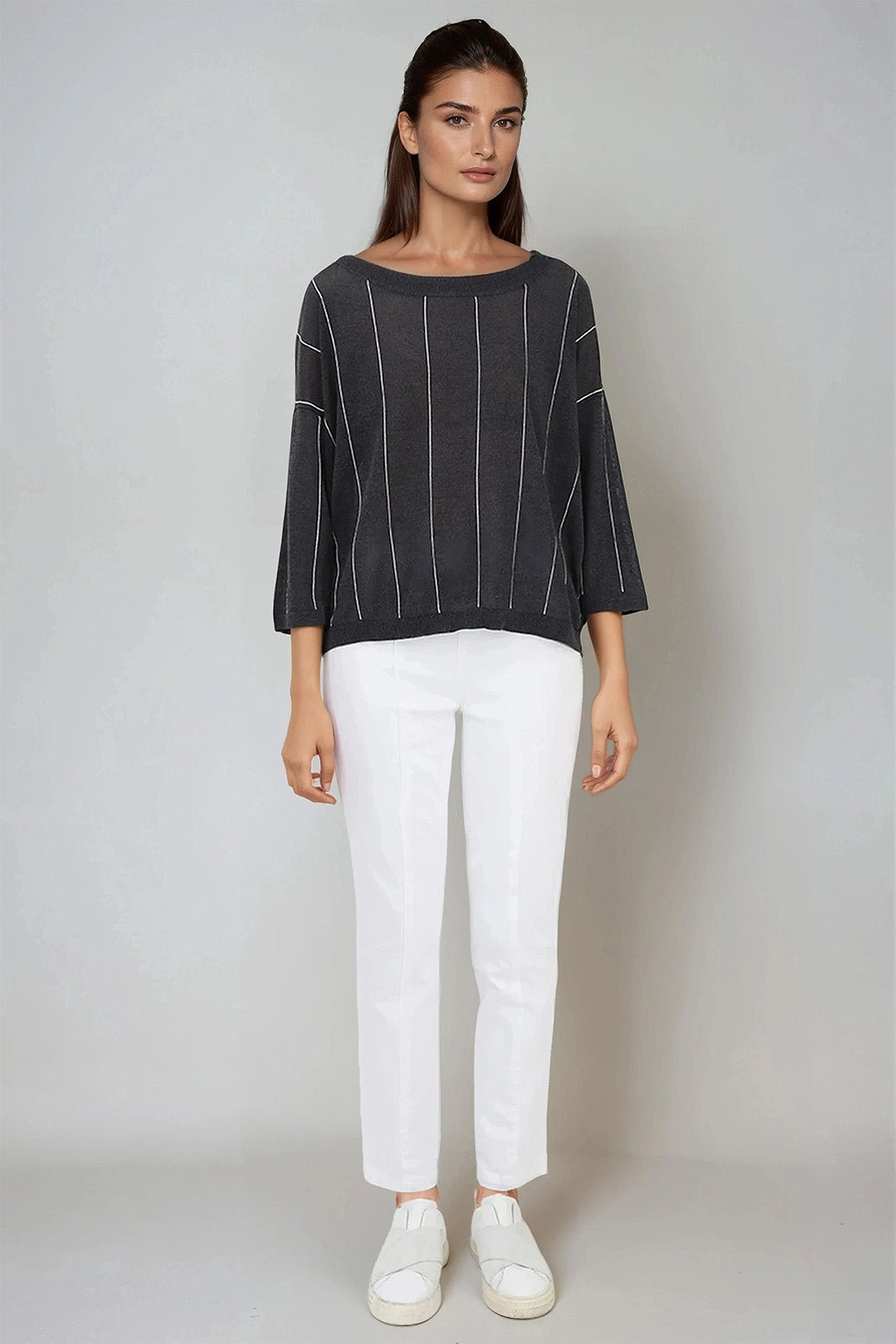 STRATUS STRIPED WIDE NECK TOP IN HIGH TWIST COTTON - Jarbo