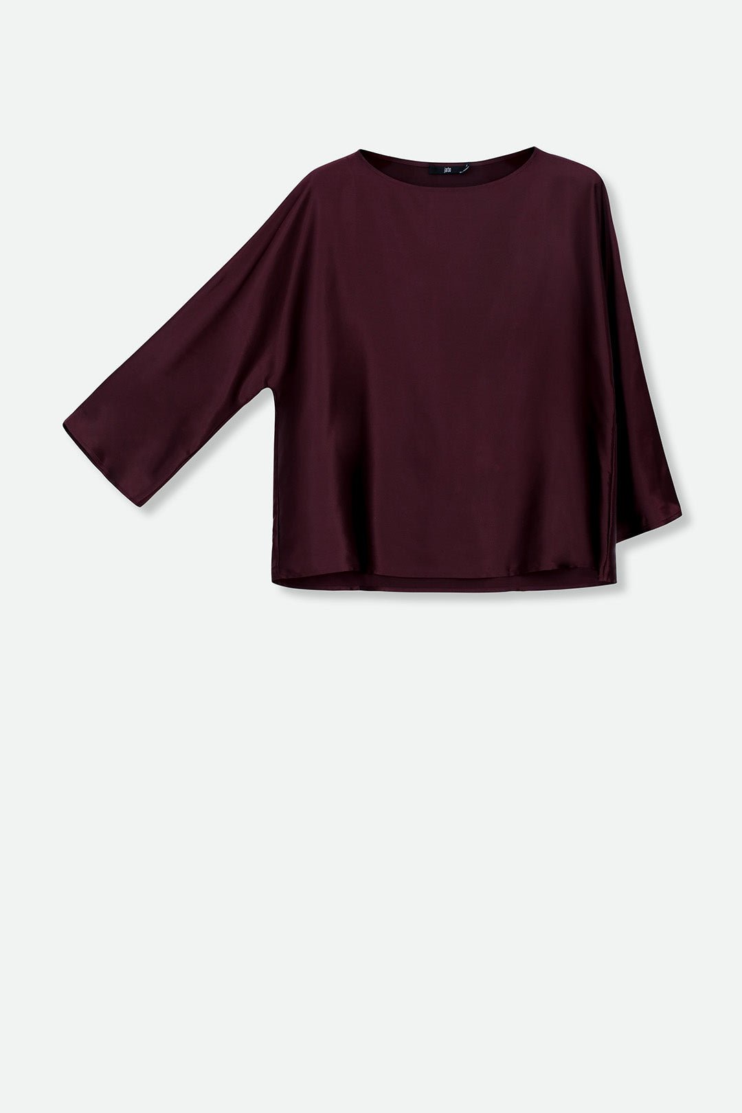 SYLVIE BRACELET SLEEVE BLOUSE IN SILK CHARMEUSE BORDEAUX - Jarbo