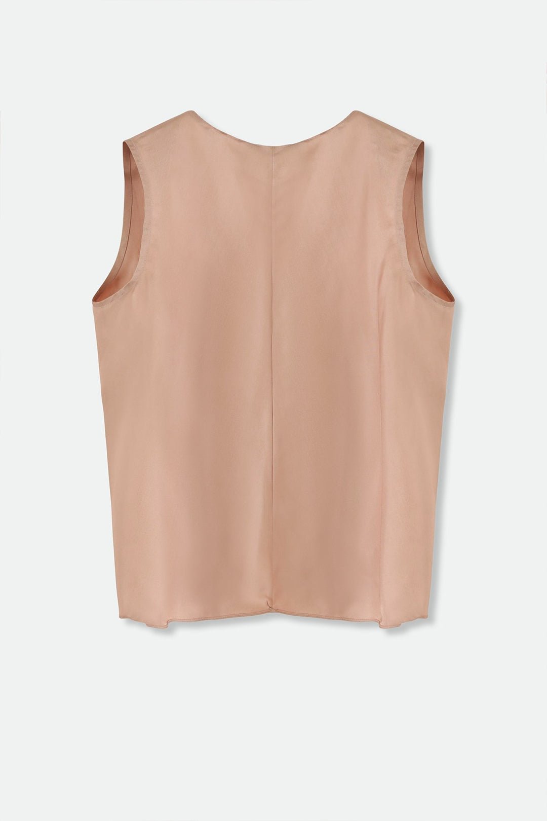 TARA SILK TWILL TWIST TANK TOP IN ROSE BEIGE - Jarbo