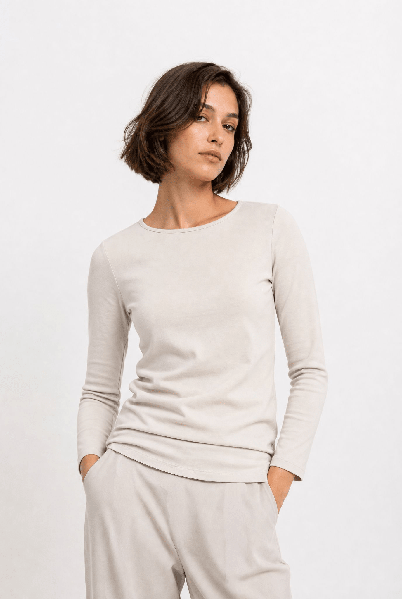 THREE-QUARTER SLEEVE BATEAU IN PIMA COTTON STRETCH - Jarbo