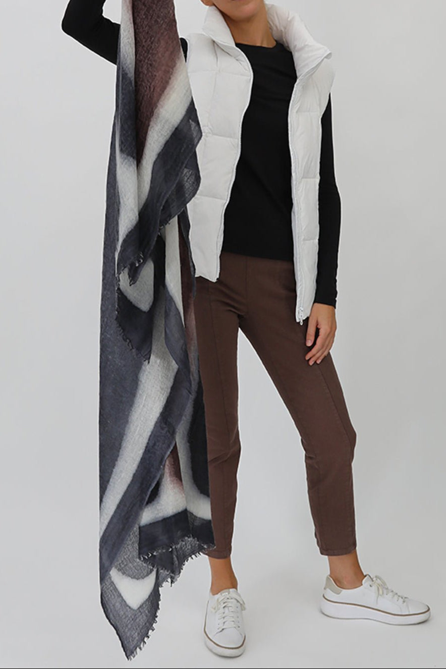 TOASTED PECAN SCARF IN HAND DYED CASHMERE - Jarbo