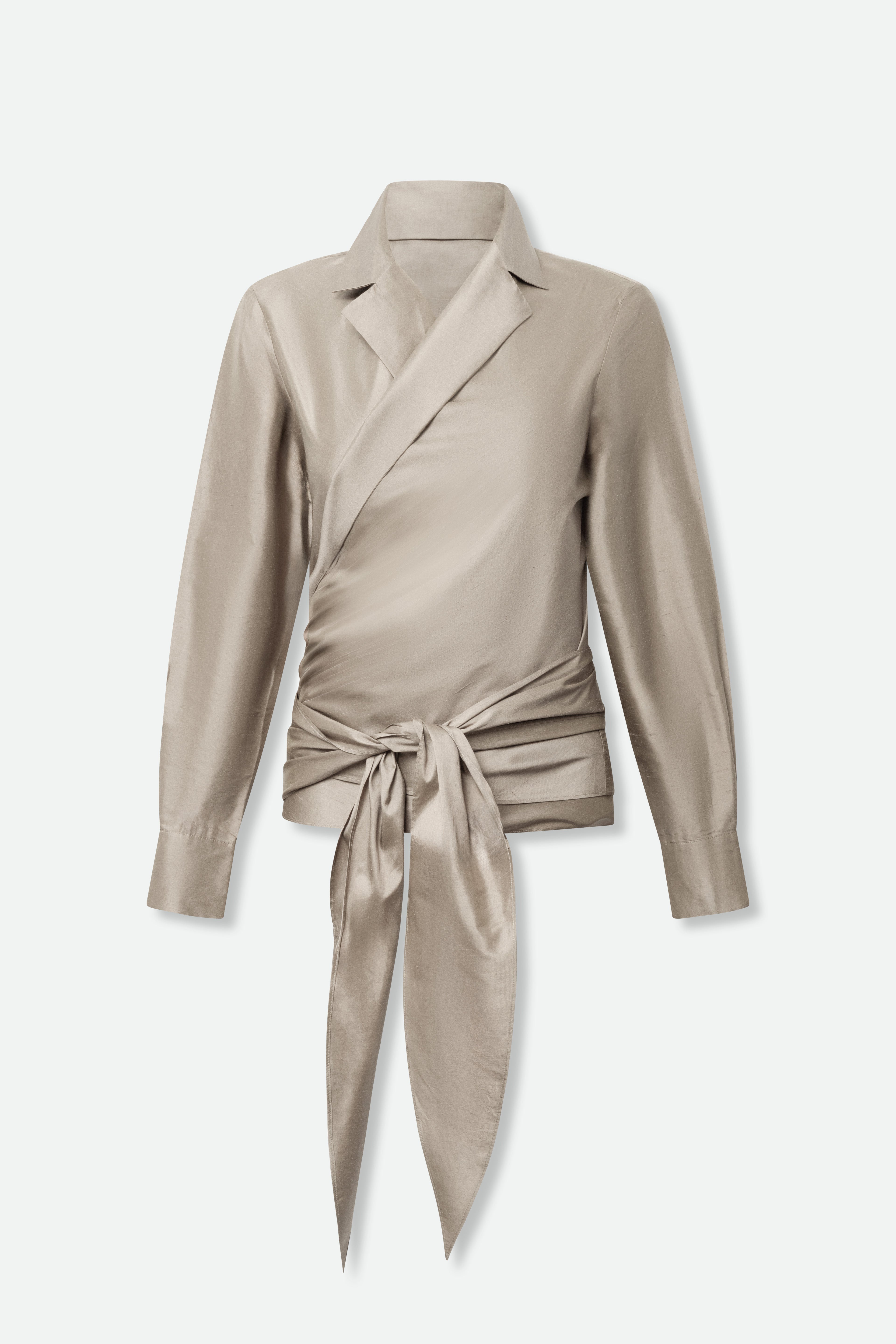 TORINO WRAP SHIRT IN DUPIONI SILK - Jarbo