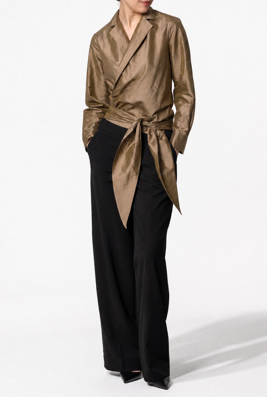 TORINO WRAP SHIRT IN DUPIONI SILK - Jarbo
