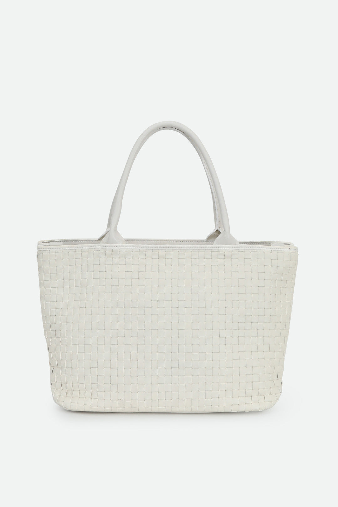 GRAZI WOVEN ITALIAN LEATHER TOTE WHITE