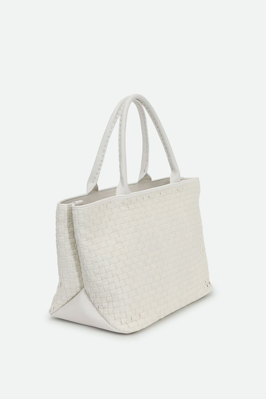 GRAZI WOVEN ITALIAN LEATHER TOTE WHITE