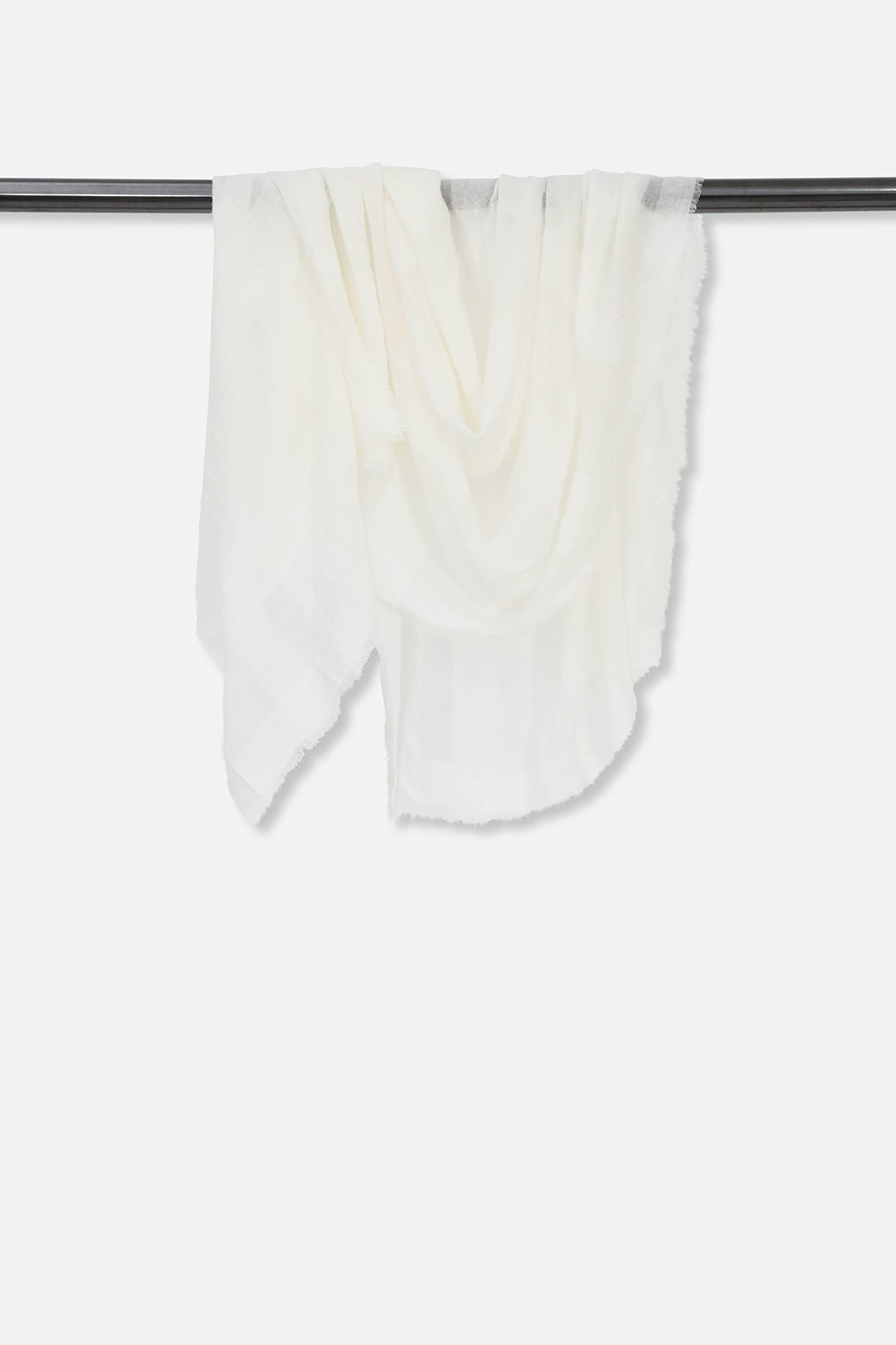 WOVEN WHITE SCARF IN NEPALESE CASHMERE - Jarbo