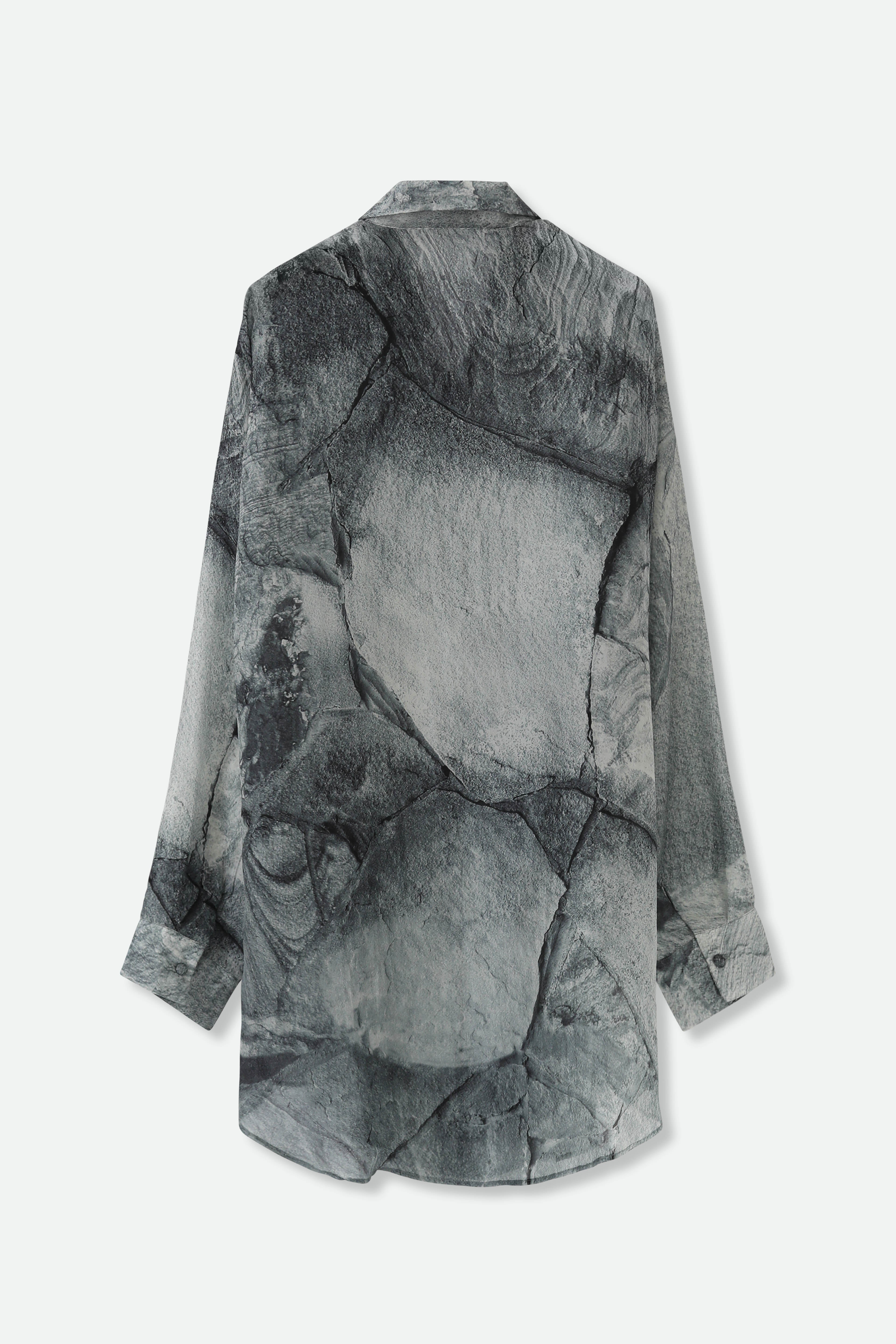 ZURI ONE - SIZE TUNIC IN PRINTED ITALIAN SILK VOILE STONEY GREY - Jarbo