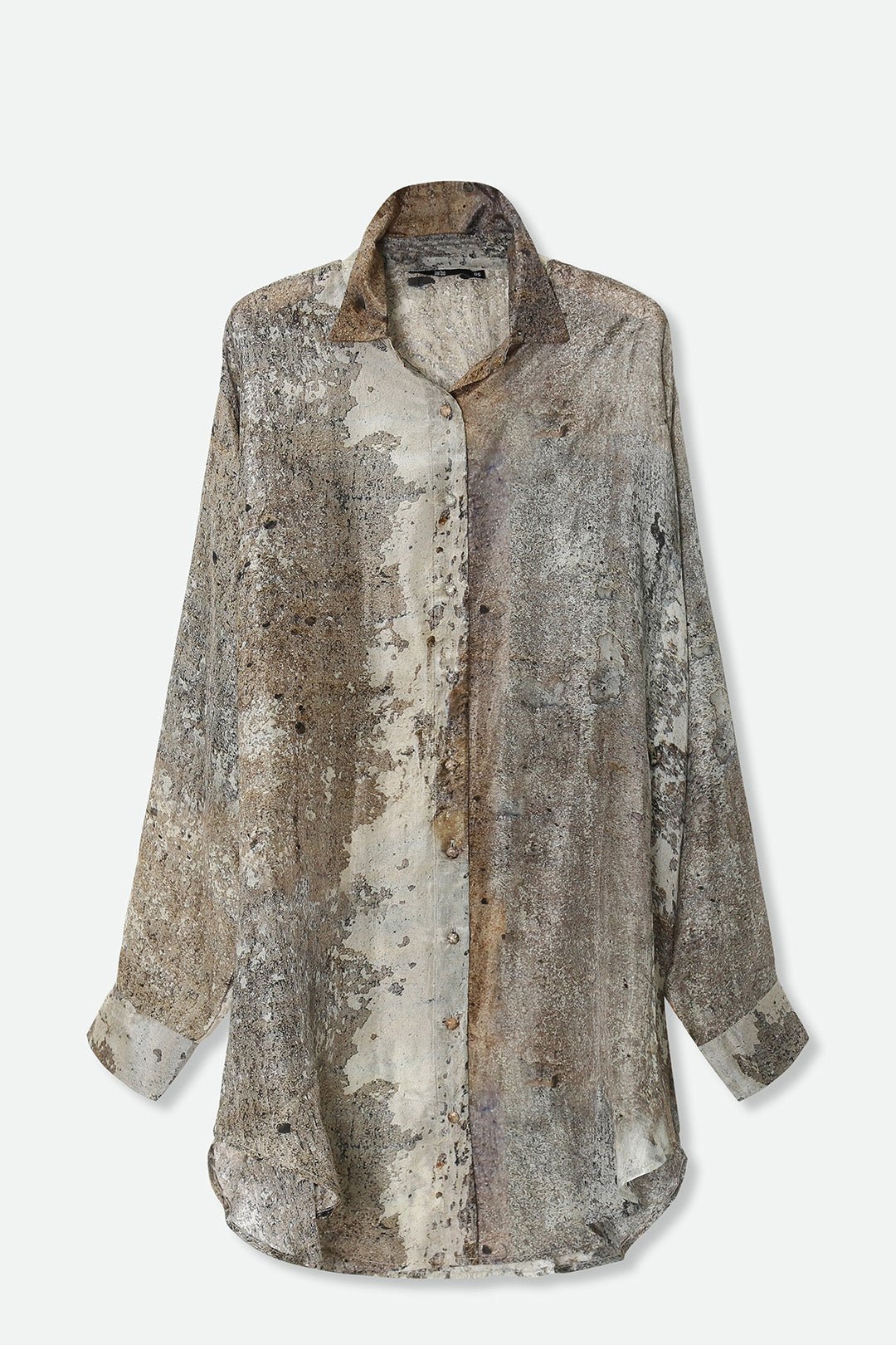 ZURI TUNIC SHIRT IN PRINTED ITALIAN SILK VOILE IN CEMENT - Jarbo