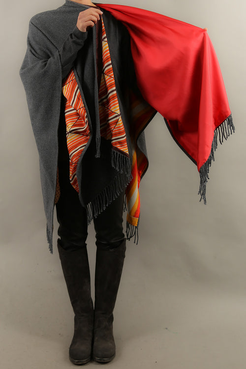 ARIANNA ITALIAN CAPE WITH VINTAGE SILK AND CASHMERE