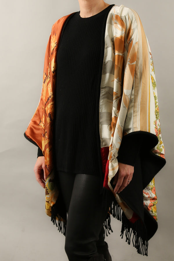 ARIANNA ITALIAN CAPE WITH VINTAGE SILK AND CASHMERE