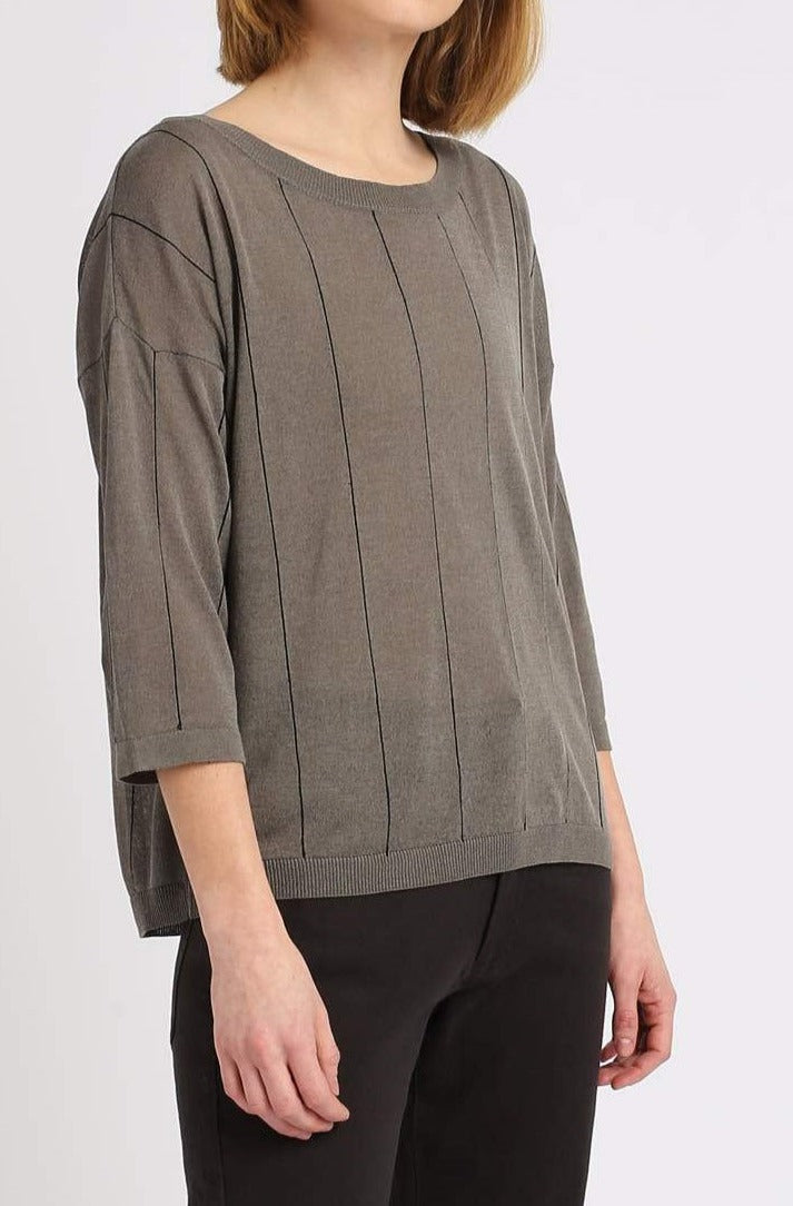 STRATUS STRIPED WIDE NECK TOP IN HIGH TWIST COTTON