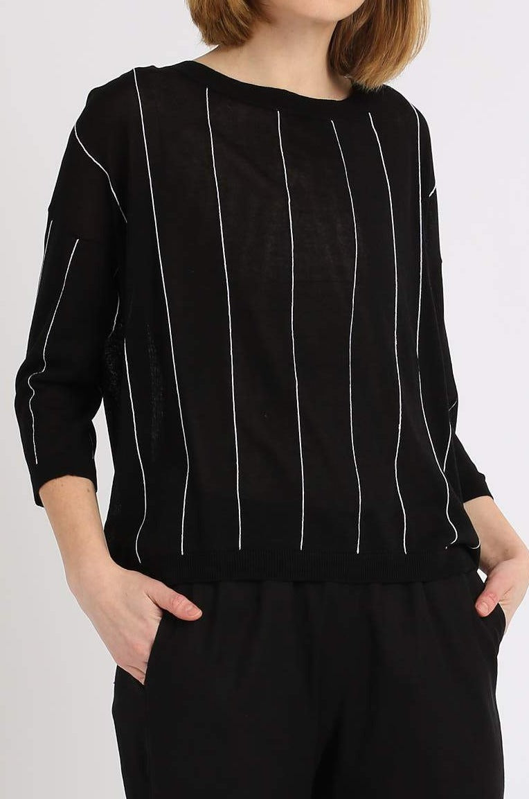 STRATUS STRIPED WIDE NECK TOP IN HIGH TWIST COTTON