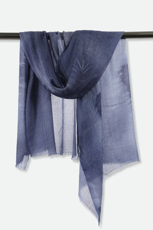 FEATHER INDIGO SCARF IN HAND DYED CASHMERE