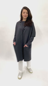 CLEO COAT IN KNIT PIMA COTTON IN CHARCOAL HEATHER