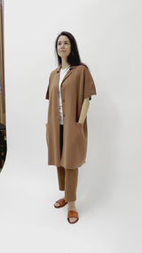 CLEO COAT IN KNIT PIMA COTTON IN SADDLE BROWN HEATHER