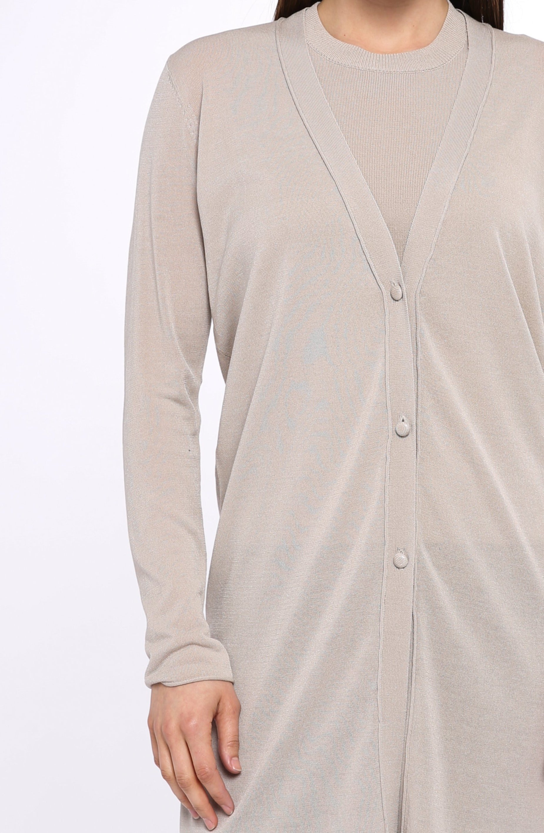 LYNN VENTED BUTTON CARDIGAN IN ITALIAN HIGH TWIST COTTON