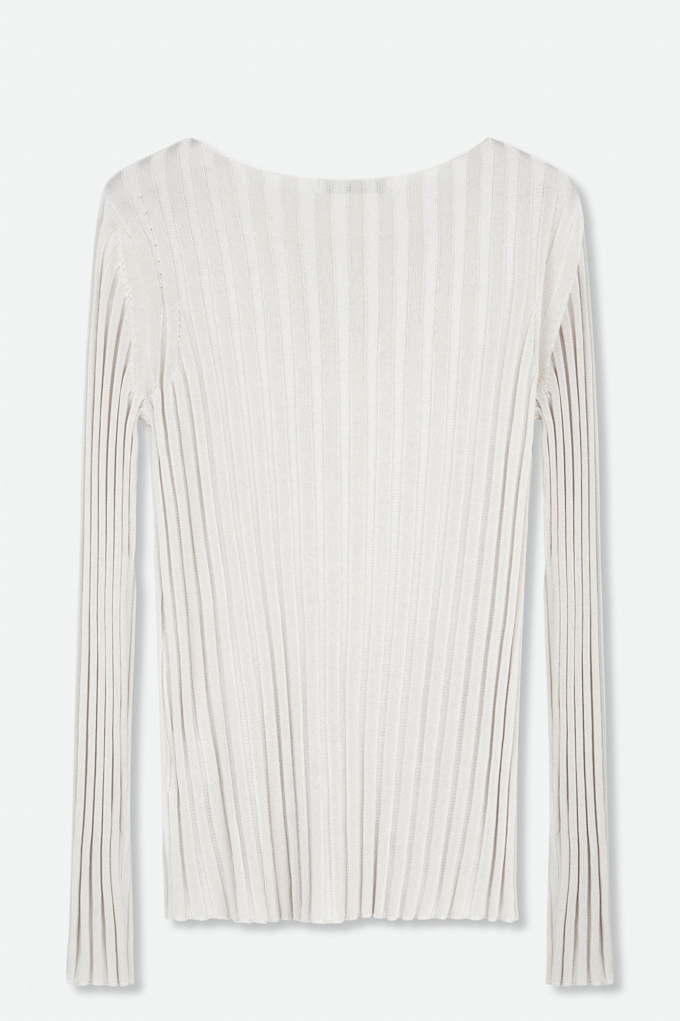 COTTON WIDE RIBBED BOAT NECK SWEATER
