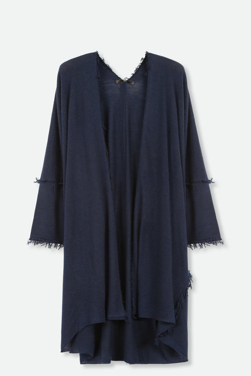 CHEZ LONG CARDIGAN IN HAND-DYED EXTRA-FINE GAUGE MERINO CASHMERE NAVY BLUE