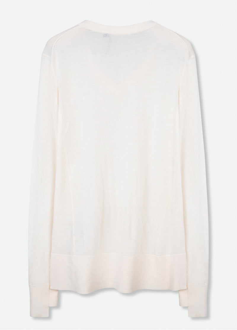 EXTRAFINE MERINO V-NECK WINTER WHITE