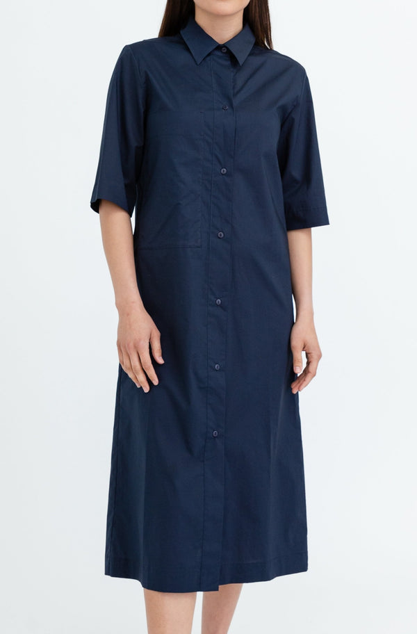 DOLLY DUSTER SHIRTDRESS IN STRETCH COTTON STRETCH