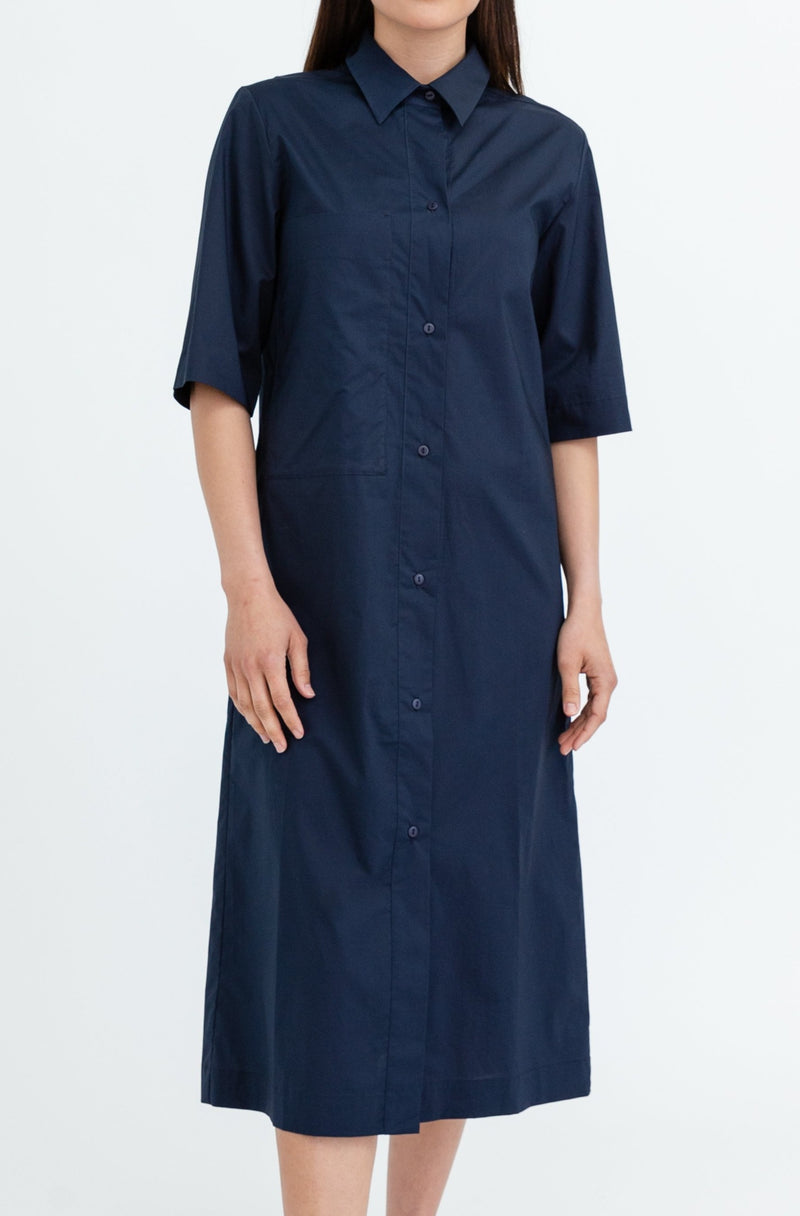 DUSTER SHIRT DRESS IN STRETCH COTTON STRETCH