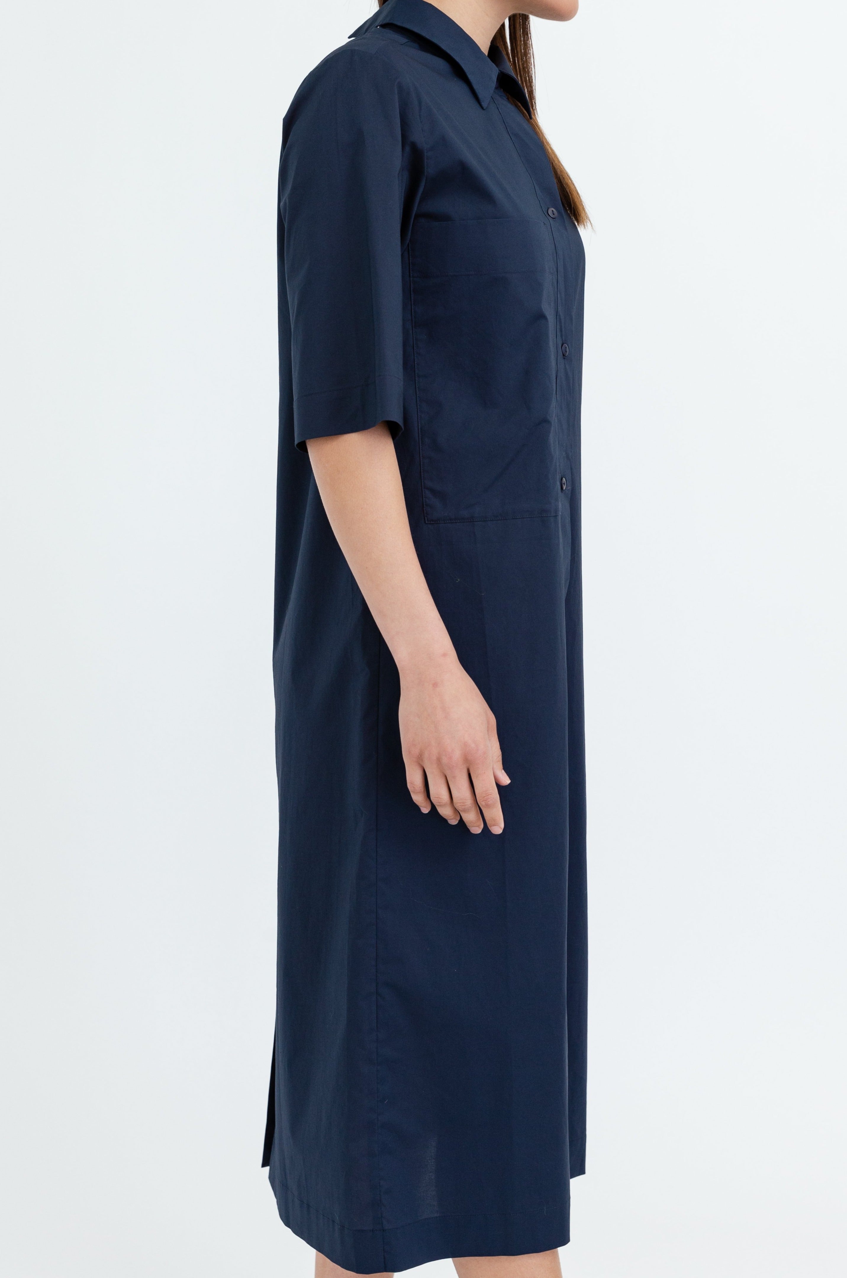 DOLLY DUSTER SHIRTDRESS IN STRETCH COTTON STRETCH