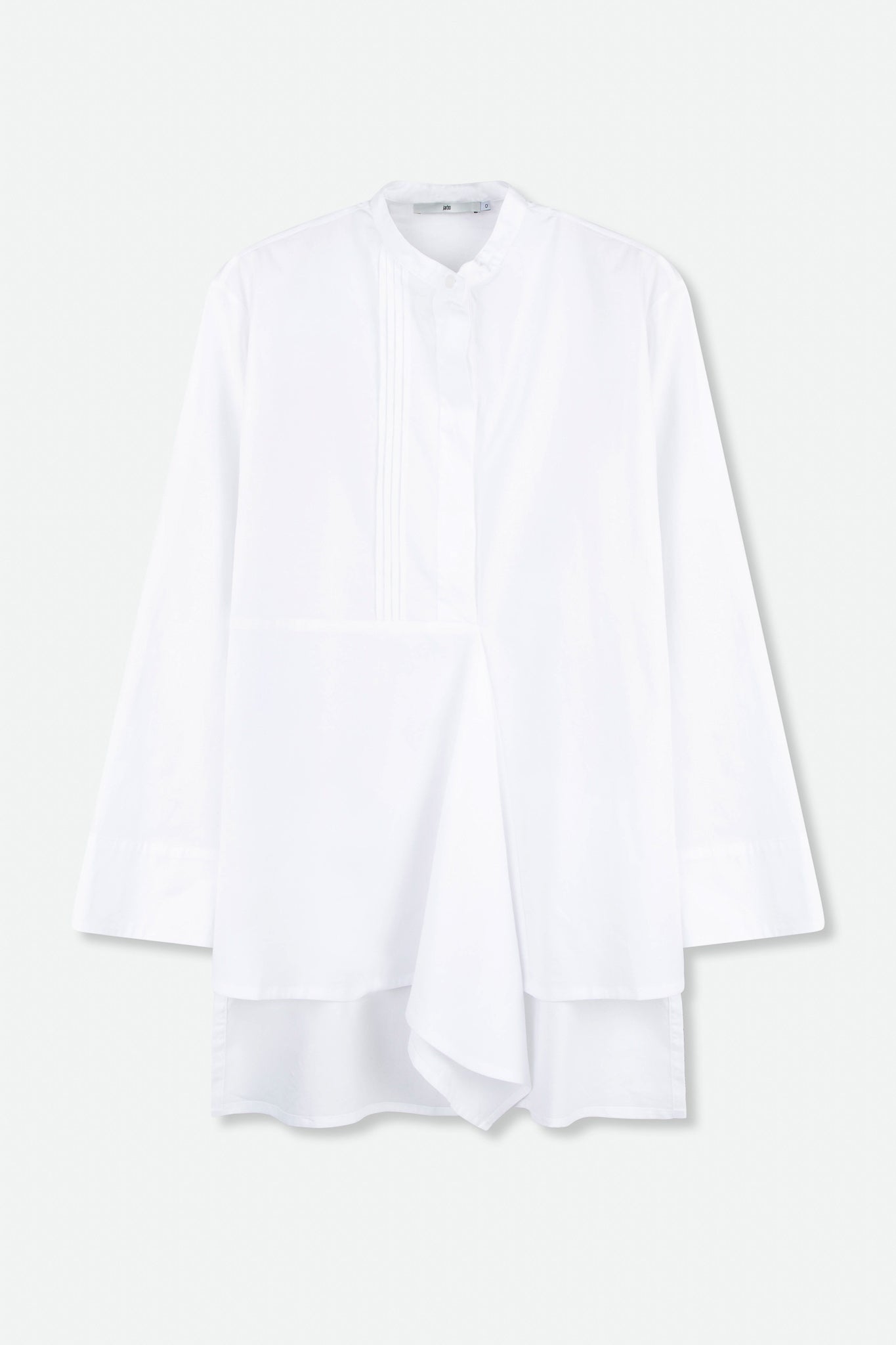 MARI PLEATED TUNIC BLOUSE IN ITALIAN COTTON STRETCH