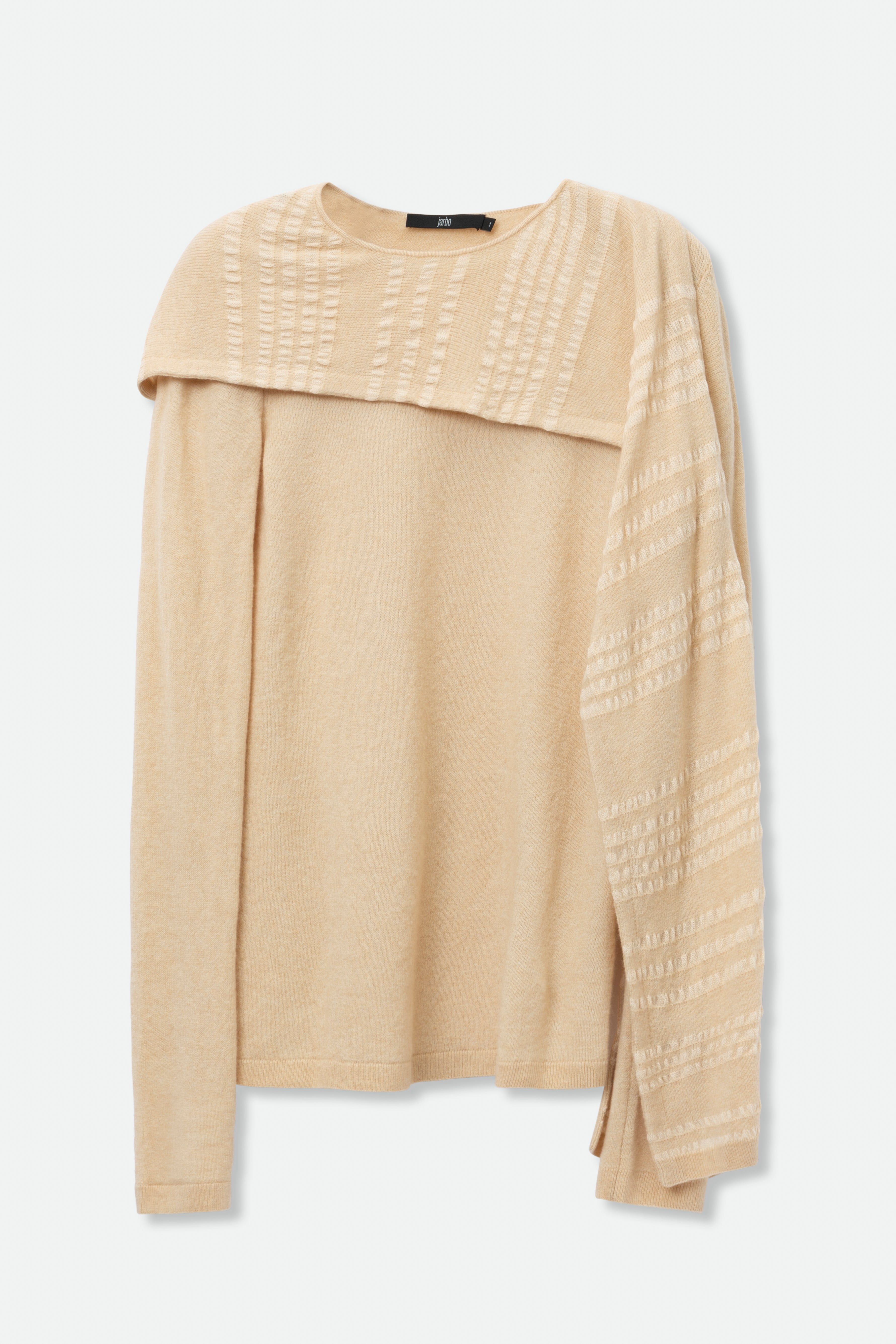 KARSON TOP WITH STRIPED ASYMMETRICAL SCARF IN MERINO-CASHMERE