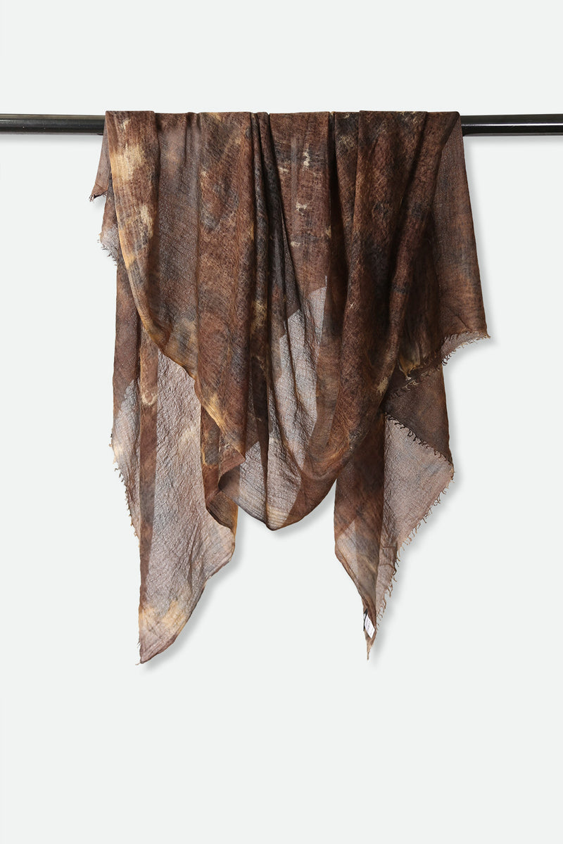 ROCKERY BROWN SCARF IN HAND DYED CASHMERE