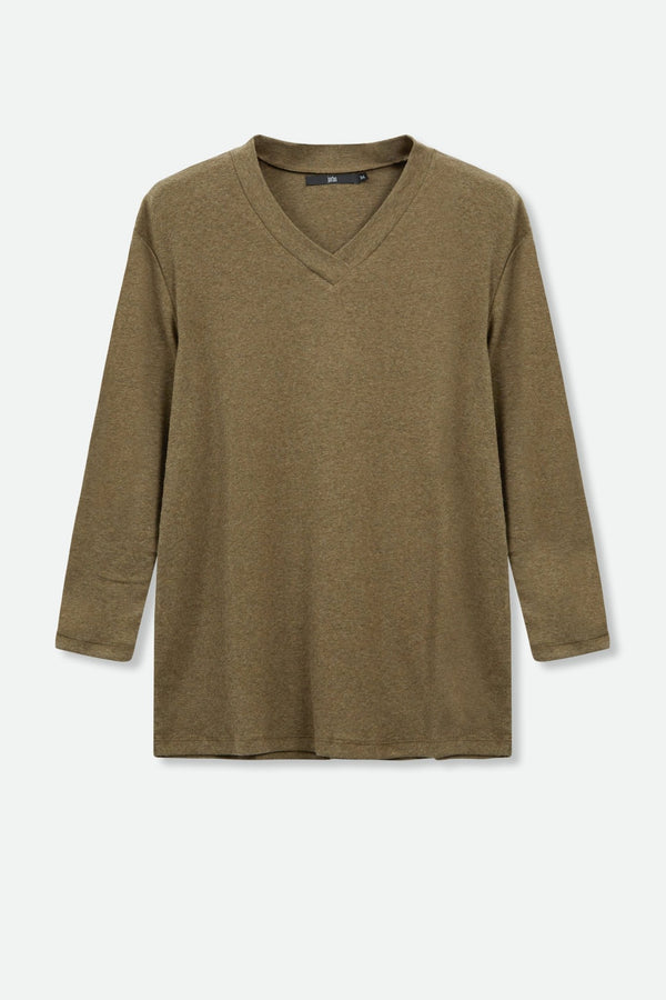 A LINE V NECK IN HEATHERED PIMA COTTON - Jarbo