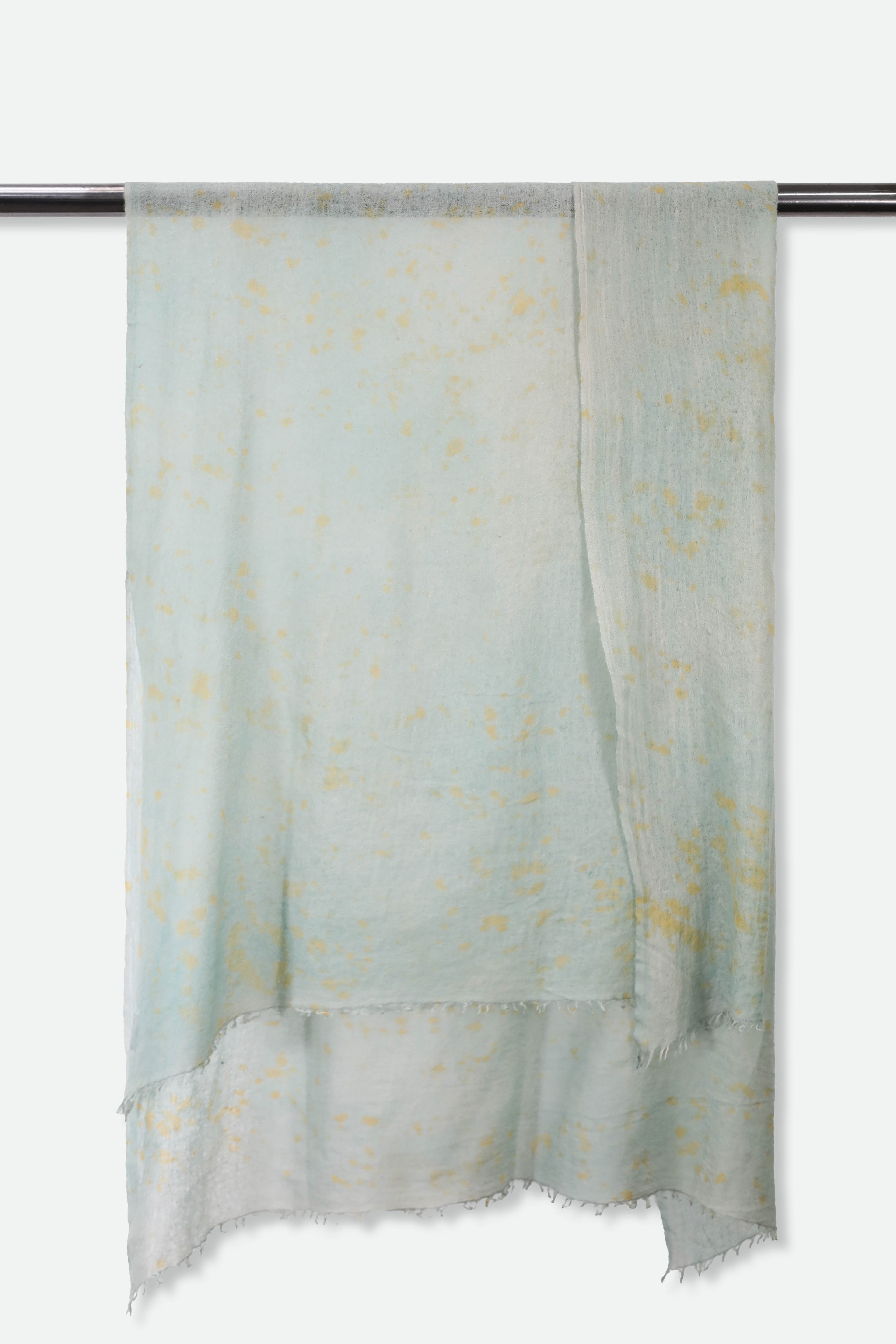 AQUAMARINE SPECKLE SCARF IN HAND DYED CASHMERE - Jarbo