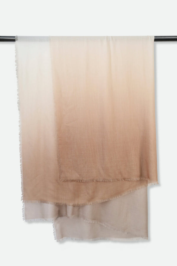 ATENE ITALIAN SILK CASHMERE STOLE IN CAMEL-TAUPE DEGREDE EDITION - Jarbo