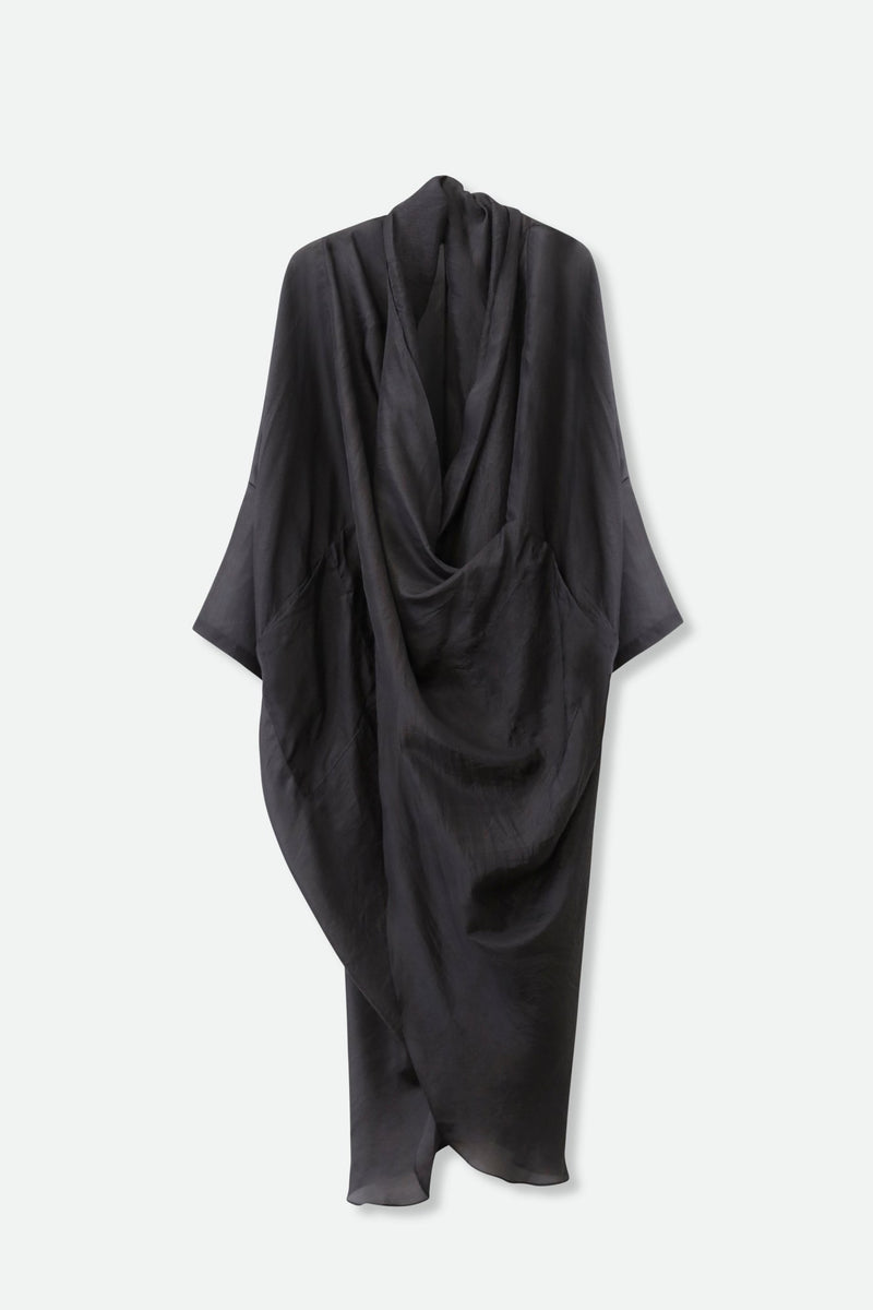 ATHENA CAPE WRAP IN SILK VOILE IN CHARCOAL GREY - Jarbo