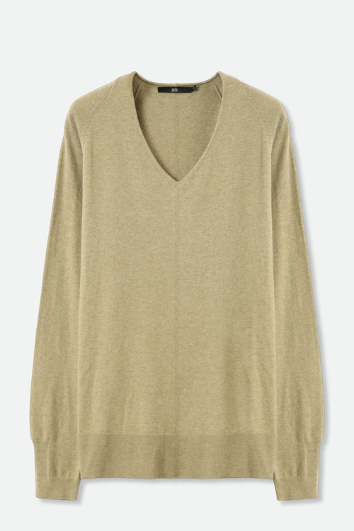 AVERY V NECK TUNIC IN DOUBLE KNIT PIMA COTTON IN GREEN HEATHER