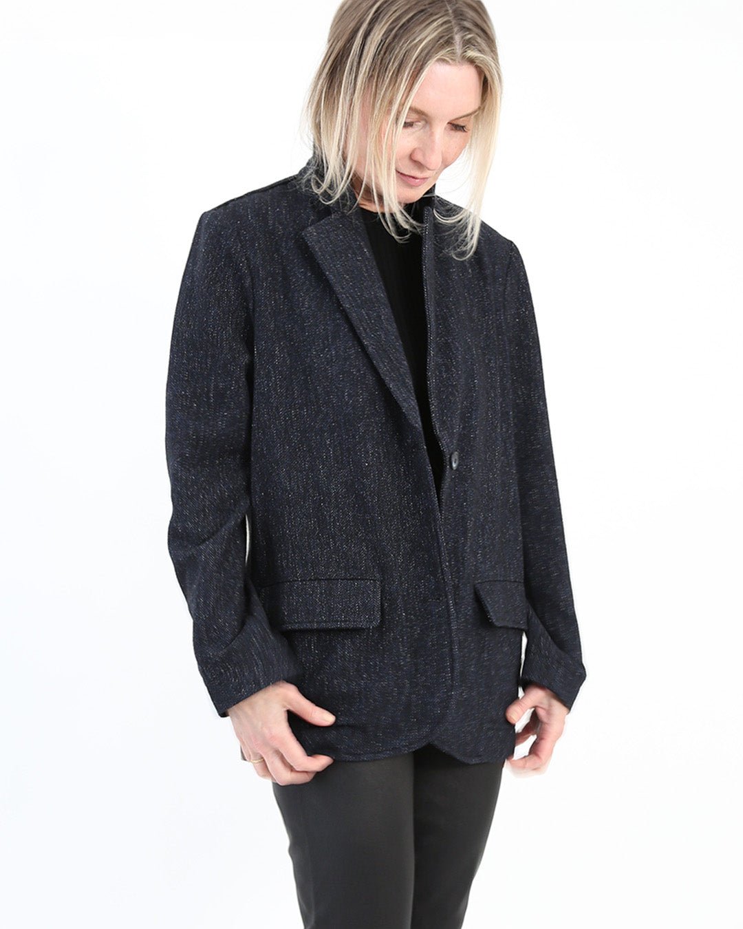 BACCIO ITALIAN WOOL BLAZER IN DARK BLUE MELANGE - Jarbo