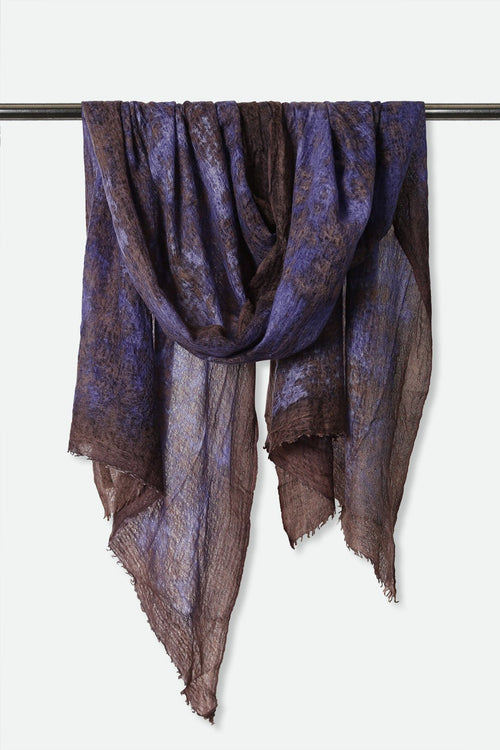 BLUE LEOPARD SCARF IN HAND DYED CASHMERE