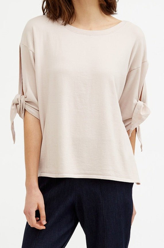 BOATNECK TIE-SLEEVE TOP IN PIMA COTTON STRETCH - Jarbo